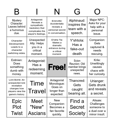 FFXIV DAWNTRAIL BINGO Card