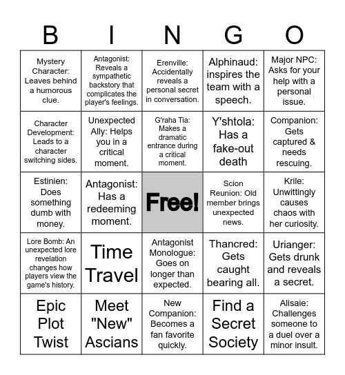 FFXIV DAWNTRAIL BINGO Card