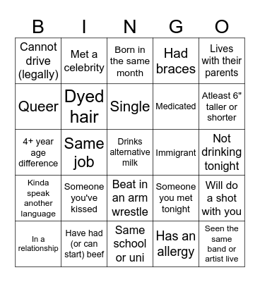 Social Bingo Card