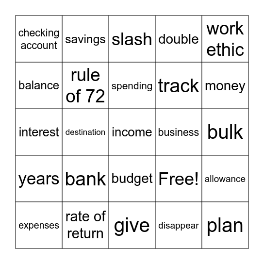 C O I N S Bingo Card