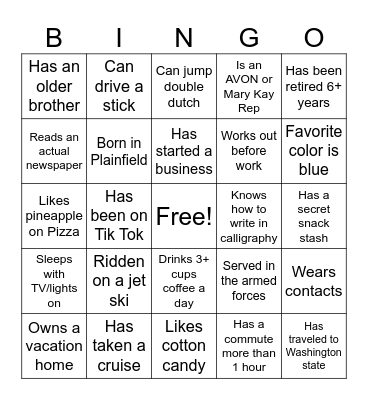 Find Someone Who Bingo Card