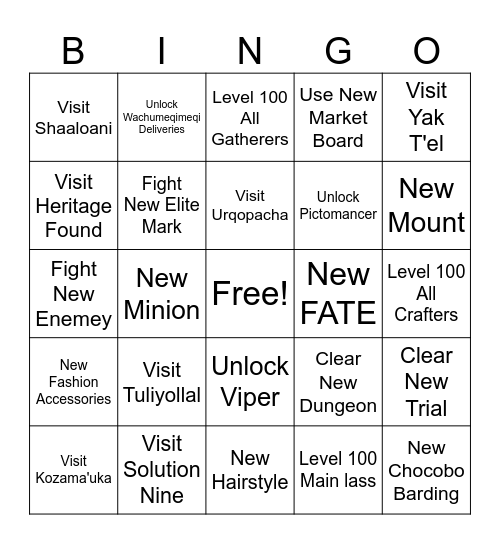 FFXIV DAWNTRAIL Bingo Card