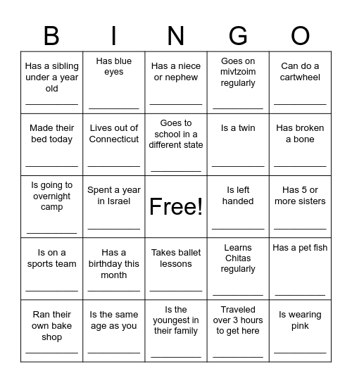 Can you find a cousin who... Bingo Card