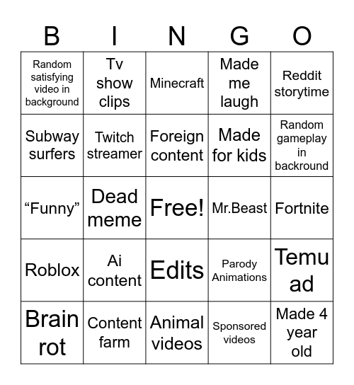 Untitled Bingo Card