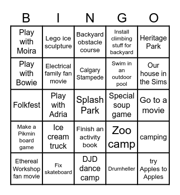 Summer 2024 Bingo Card