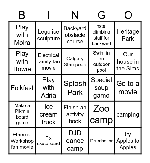 Summer 2024 Bingo Card