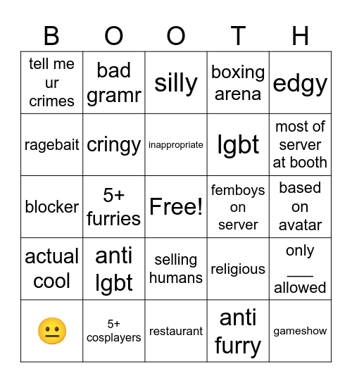 booth game bingo Card