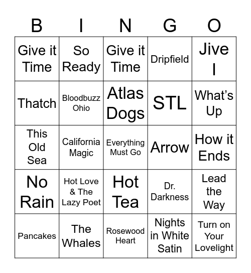 GOOSE: LAST LEG Bingo Card