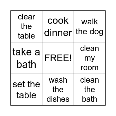 Housework / 家事 Bingo Card