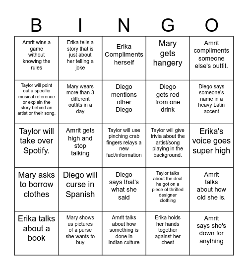 Neil's Ultimate Pender Bingo Card Bingo Card