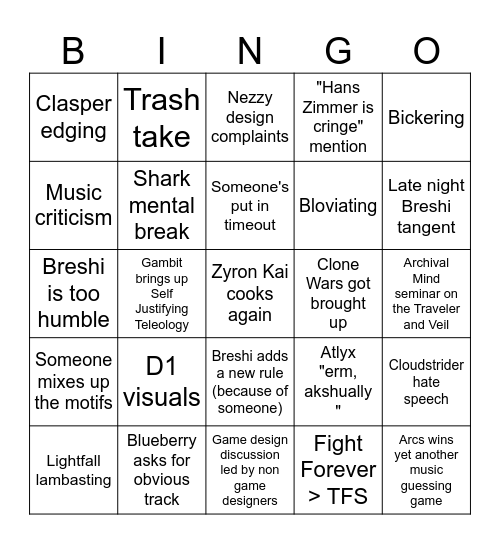 Last City Radio Bingo 2 Bingo Card