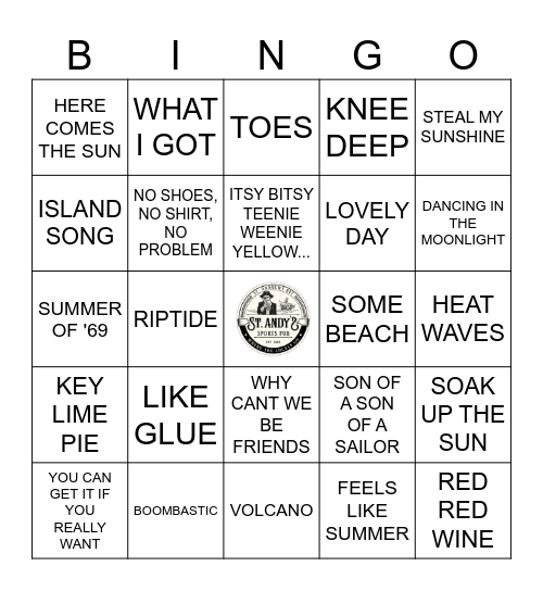 SUMMER LUAU Bingo Card