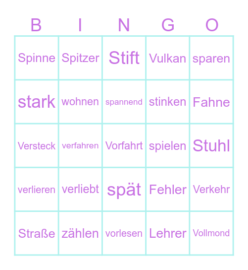 Lernwörter Bingo Card