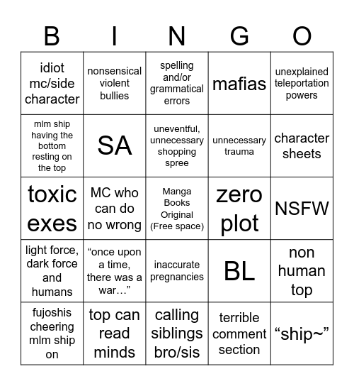 Gacha Comic Bingo! Bingo Card