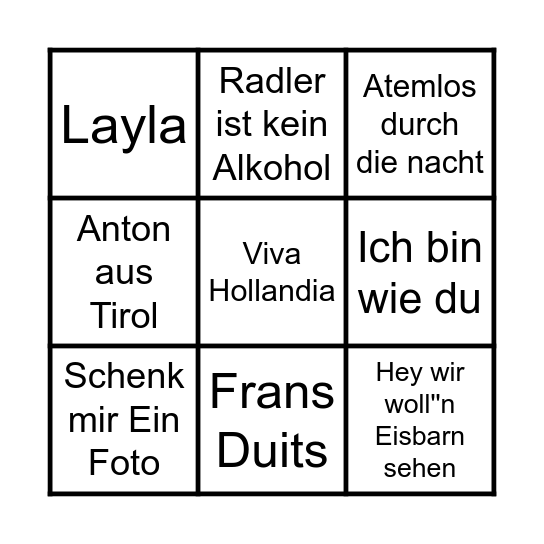 Deutschland Bingo Card