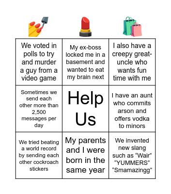 Meet My Family Bingo Card