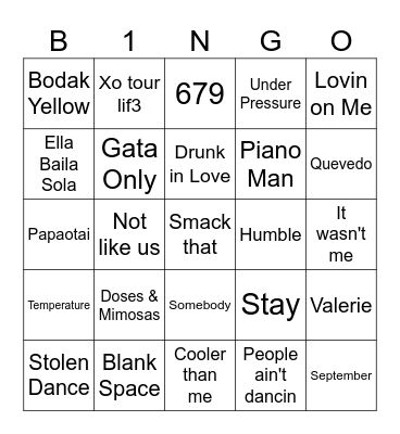 MUSIC BINGO Card
