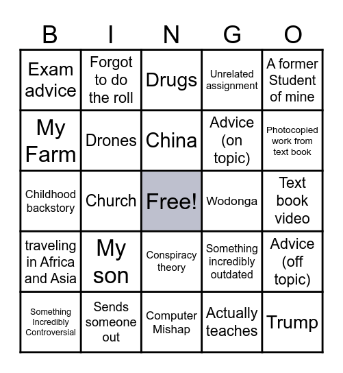 Mr Seymour Bingo Card