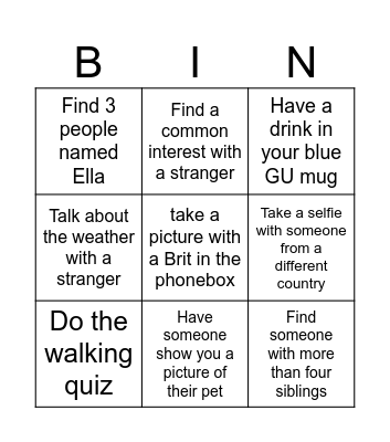 mingle bingo Card