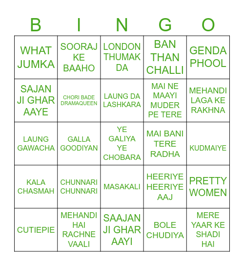 SHUBHI’S MEHANDI BINGO Card