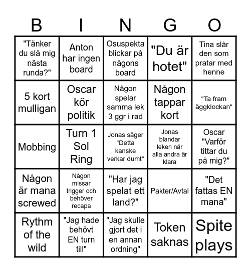 MTG Commander Bingo Card