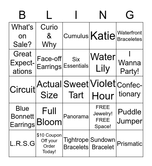 Lia Sophia Blingo Bingo Card