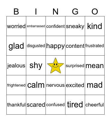 Feelings BINGO Card