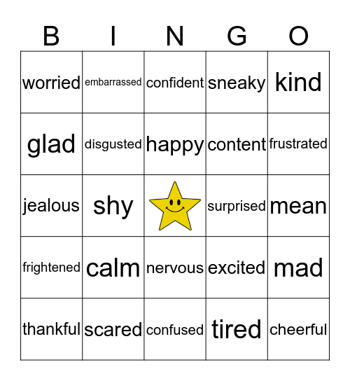 Feelings BINGO Card