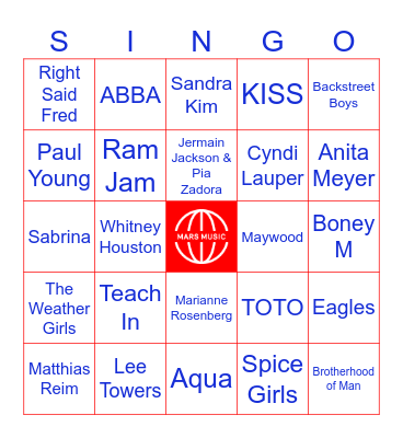 Songs2sing Guilty Pleasures Bingo Card