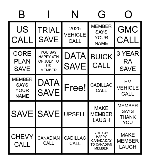 MLT ROW BINGO Card