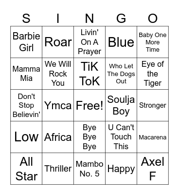 william's songs Bingo Card