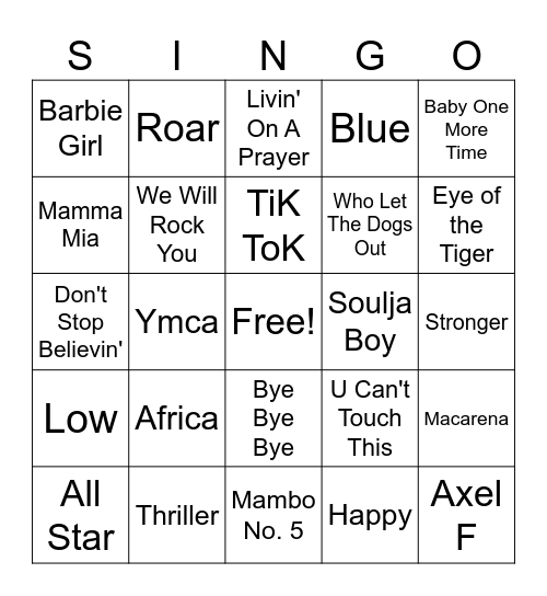 bangers Bingo Card