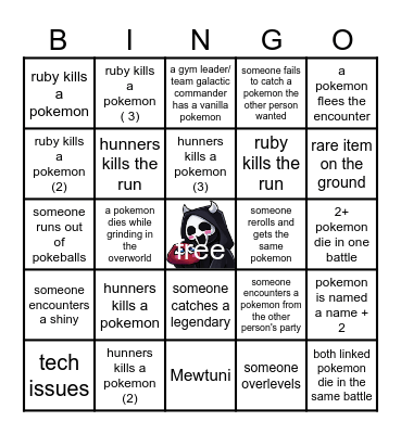 ruby and hunners' soullink run #2 Bingo Card