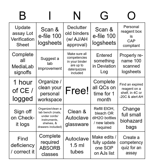 CAPtastic Bingo Card