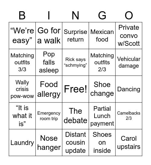 Survival Bingo Card