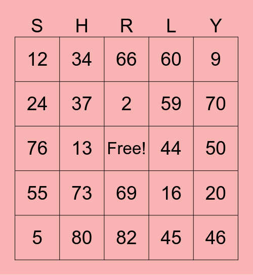 HAPPY BIRTHDAY Bingo Card