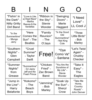 Summer Bingo Card