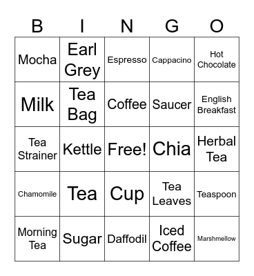 Beverage Bingo Card