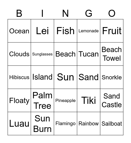 Luau Bingo! Bingo Card