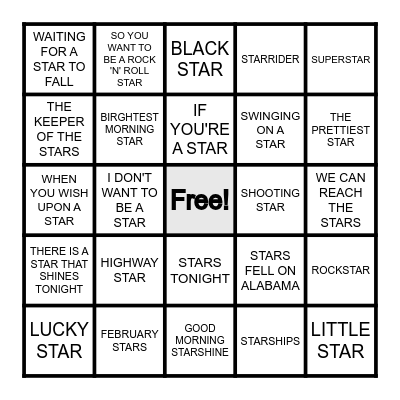 STARS Bingo Card