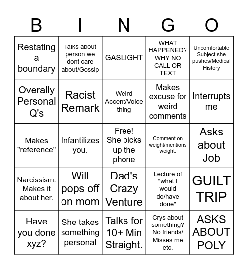 Mom time part 2 Bingo Card