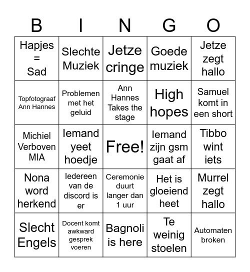 Proclamatie Bingo Card