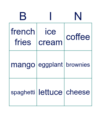 FOOD FOOD FOOD FOOD FOOD FOOD FOOD Bingo Card