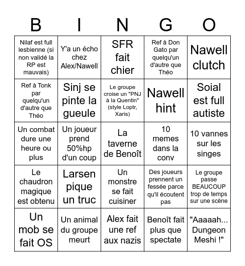 Bingo Théo Bingo Card