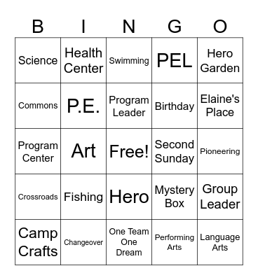 Camp Bingo Card