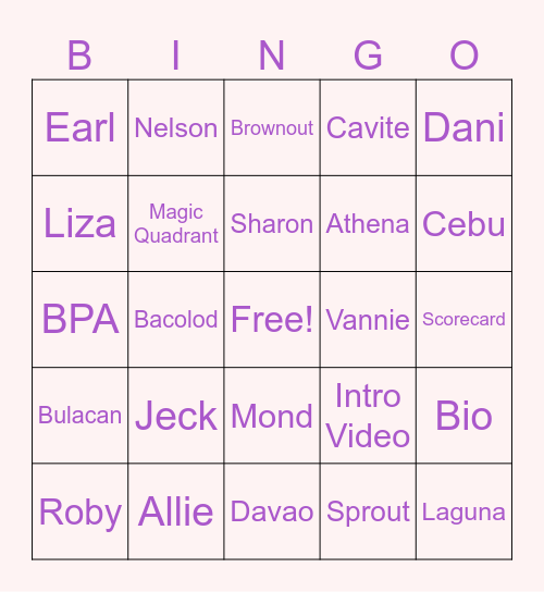 Team Jeck Bingo Card