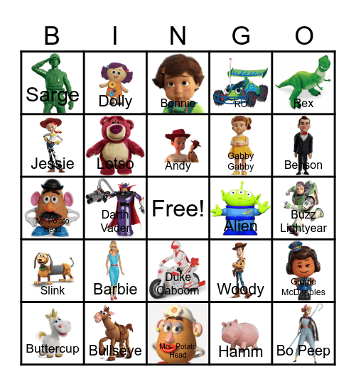 Toy Story Bingo Card