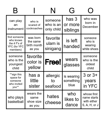 FIND SOMEONE WHO? Bingo Card