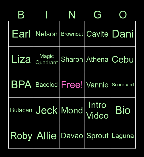 JECKpot Bingo Bonanza Bingo Card