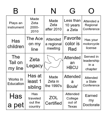 ZETA ICEBREAKER Bingo Card